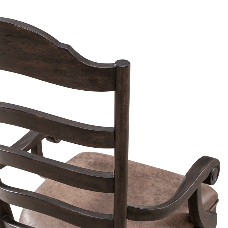 Pemberly Row Upholstered Ladder Back Arm Chair (RTA) - Set of 2