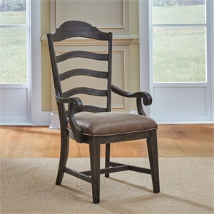 Pemberly Row Upholstered Ladder Back Arm Chair (RTA) - Set of 2
