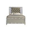 Pemberly Row Contemporary Solid Wood Queen Bed in Platinum Silver
