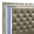 Pemberly Row Contemporary Solid Wood Queen Bed in Platinum Silver