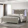 Pemberly Row Contemporary Solid Wood Queen Bed in Platinum Silver