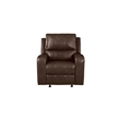 Pemberly Row Modern Leather Upholstered Glider Recliner in Brown