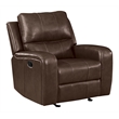 Pemberly Row Modern Leather Upholstered Glider Recliner in Brown