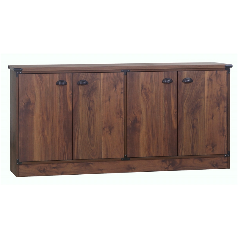 Pemberly Row Engineered Wood Contemporary Credenza File Cabinet in Dark Walnut