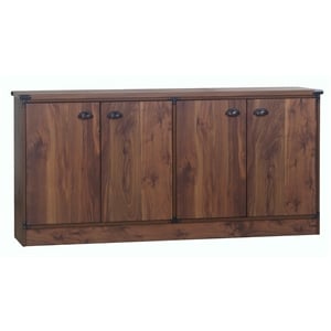 Pemberly Row Engineered Wood Contemporary Credenza File Cabinet in Dark Walnut
