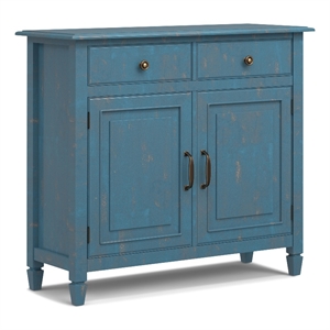 Pemberly Row Wood 40&quot WD Entryway Storage Cabinet - Distressed Coastal Blue