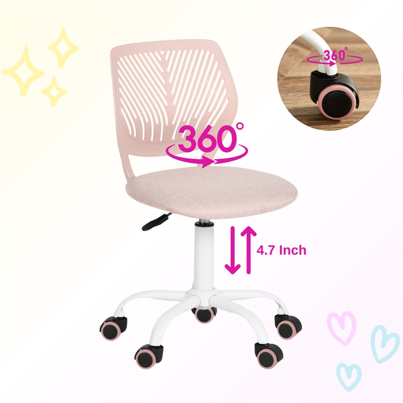 Pemberly Row Modern / Contemporary Teen Fabric Task Chair - Pink