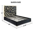 Pemberly Row Queen Velvet Bed with Gold Metal Frame in Black Color