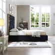 Pemberly Row King Velvet Bed with Gold Metal Frame in Black Color