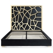 Pemberly Row King Velvet Bed with Gold Metal Frame in Black Color