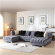 Pemberly Row Gray Velvet U-Shaped Double Chaise Sectional Sofa
