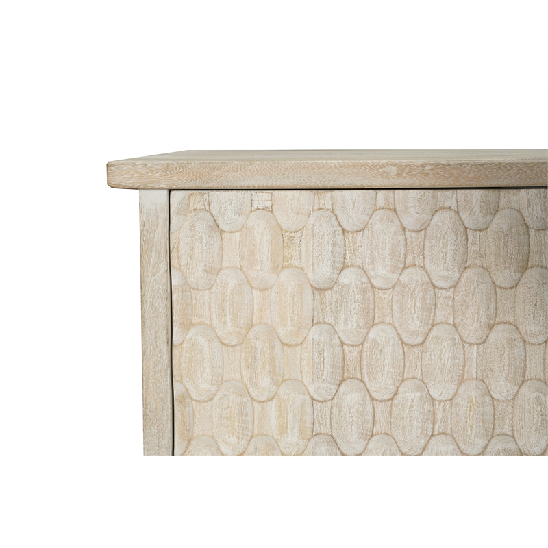 Pemberly Row 6-door Geometric Pattern Solid Wood Sideboard in White