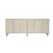 Pemberly Row 6-door Geometric Pattern Solid Wood Sideboard in White