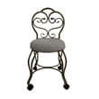Pemberly Row Modern Victorian Vanity Stool with Back - Bronze