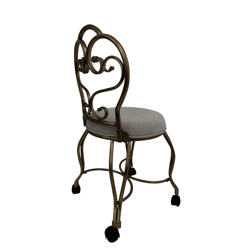 Pemberly Row Modern Victorian Vanity Stool with Back - Bronze