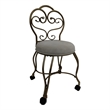 Pemberly Row Modern Victorian Vanity Stool with Back - Bronze
