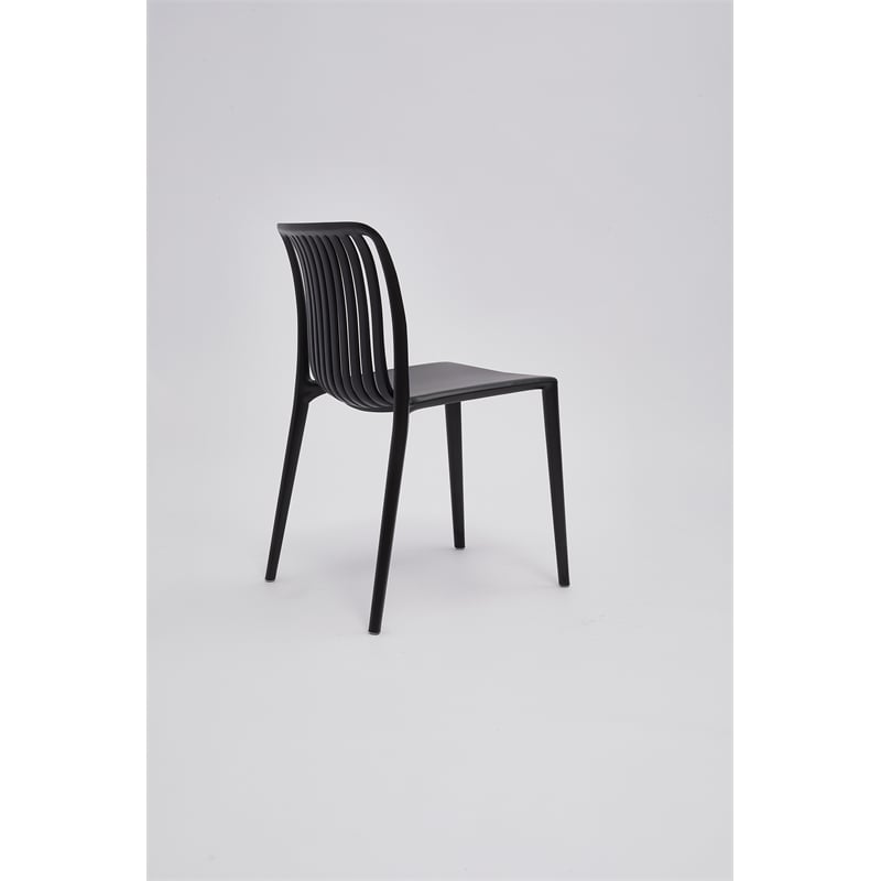 Pemberly Row Set of 4 Black Stackable Polypropylene Side Chair