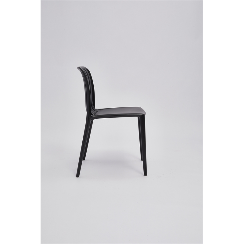 Pemberly Row Set of 4 Black Stackable Polypropylene Side Chair