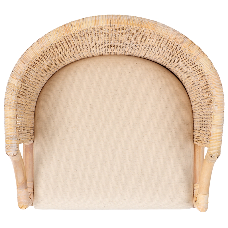 Pemberly Row Solid Wood and Cotton Counter Stool in Natural/White
