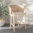 Pemberly Row Solid Wood and Cotton Counter Stool in Natural/White
