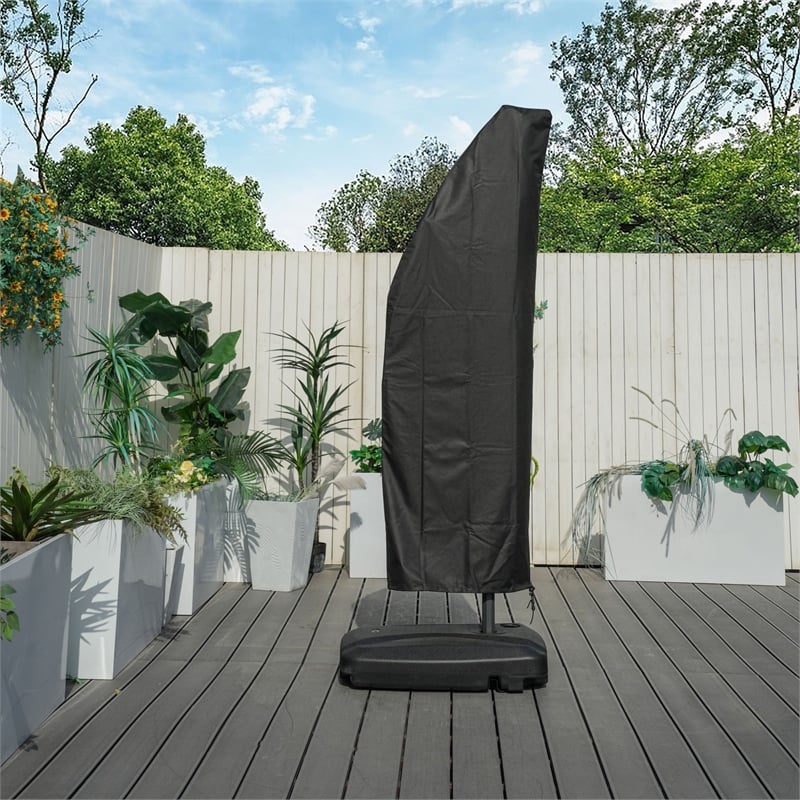Pemberly Row 9-11' Ft Hanging Offset Umbrella Black Cover for Protective Storage