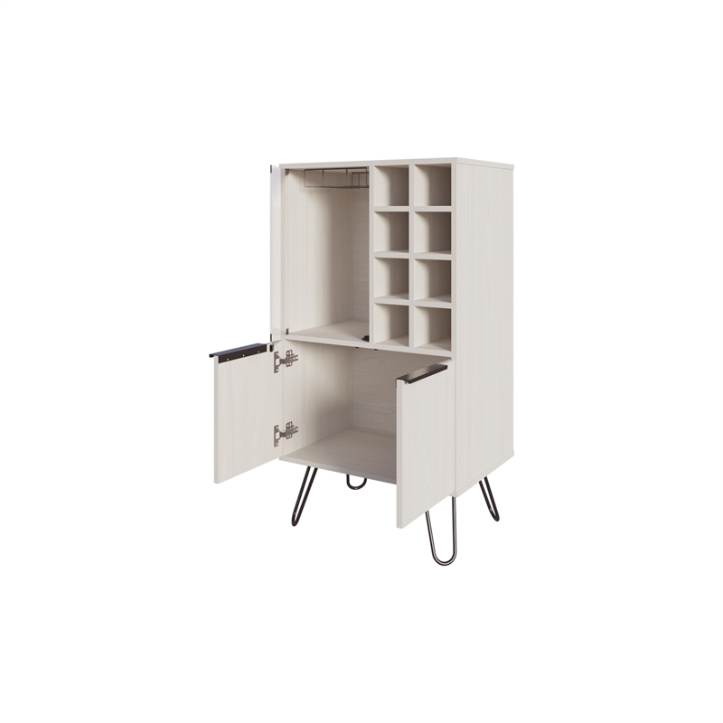 Pemberly Row Bar Cabinet in melamine with wine storage White
