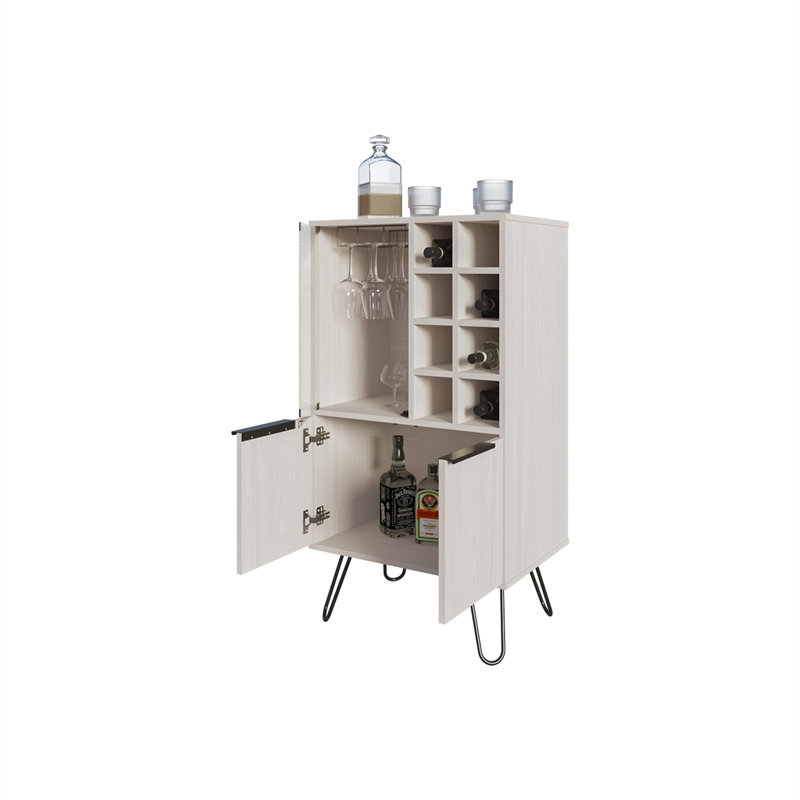Pemberly Row Bar Cabinet in melamine with wine storage White