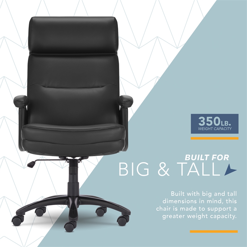 Pemberly Row Classic Big & Tall Executive Office Chair Bonded Leather Black