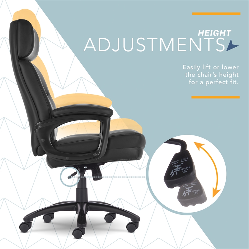 Pemberly Row Classic Big & Tall Executive Office Chair Bonded Leather Black