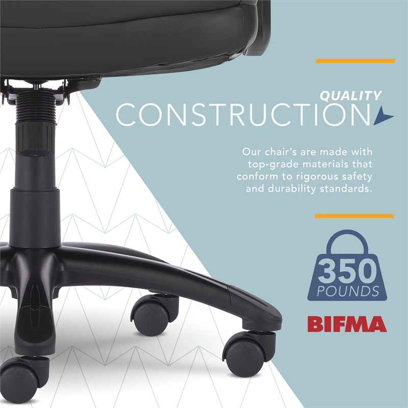 Pemberly Row Classic Big & Tall Executive Office Chair Bonded Leather Black