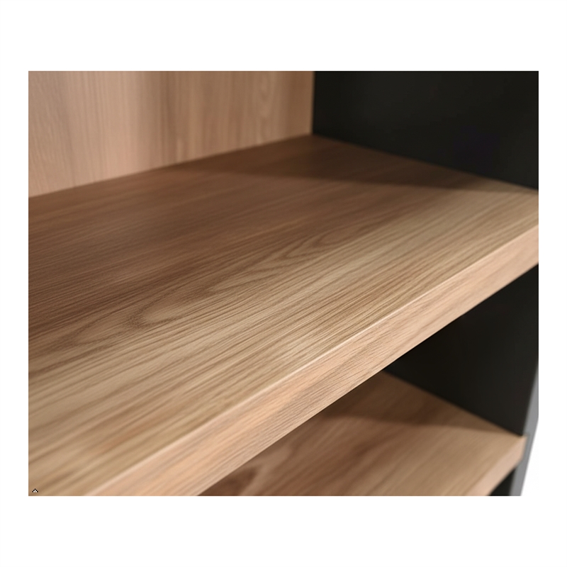 Pemberly Row Modern / Contemporary Arched Solid Wood Bookcase in Black