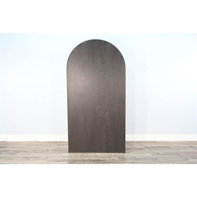 Pemberly Row Modern / Contemporary Arched Solid Wood Bookcase in Black