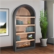 Pemberly Row Modern / Contemporary Arched Solid Wood Bookcase in Black