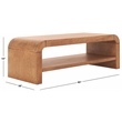 Pemberly Row Contemporary Wood 1 Shelf Coffee Table in Natural