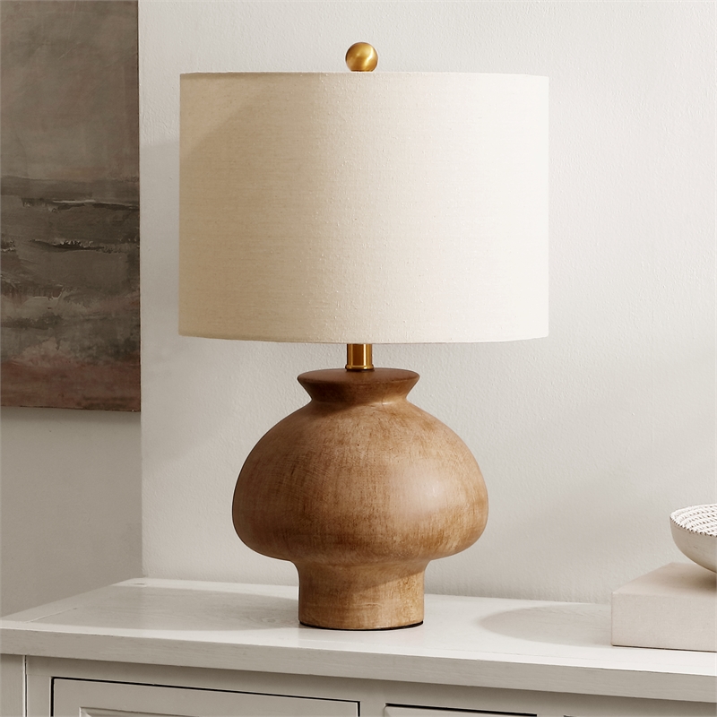 Pemberly Row Modern / Contemporary Ceramic Table Lamp in Light Brown