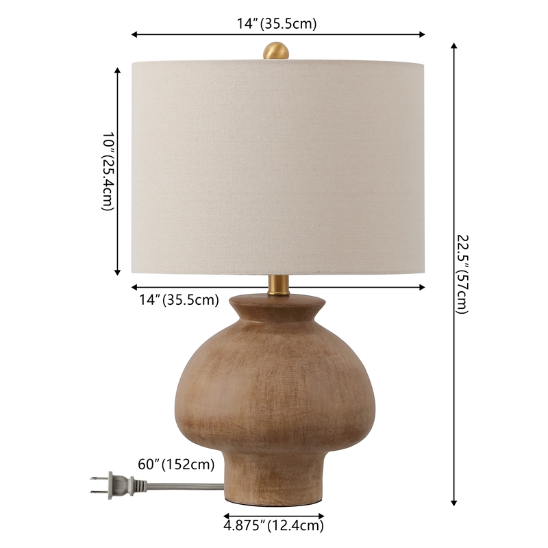 Pemberly Row Modern / Contemporary Ceramic Table Lamp in Light Brown