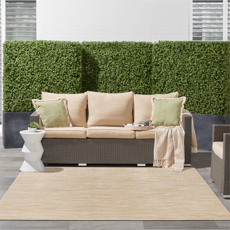 Pemberly Row Contemporary 9' x Square Ivory Gold Fabric Area Rug