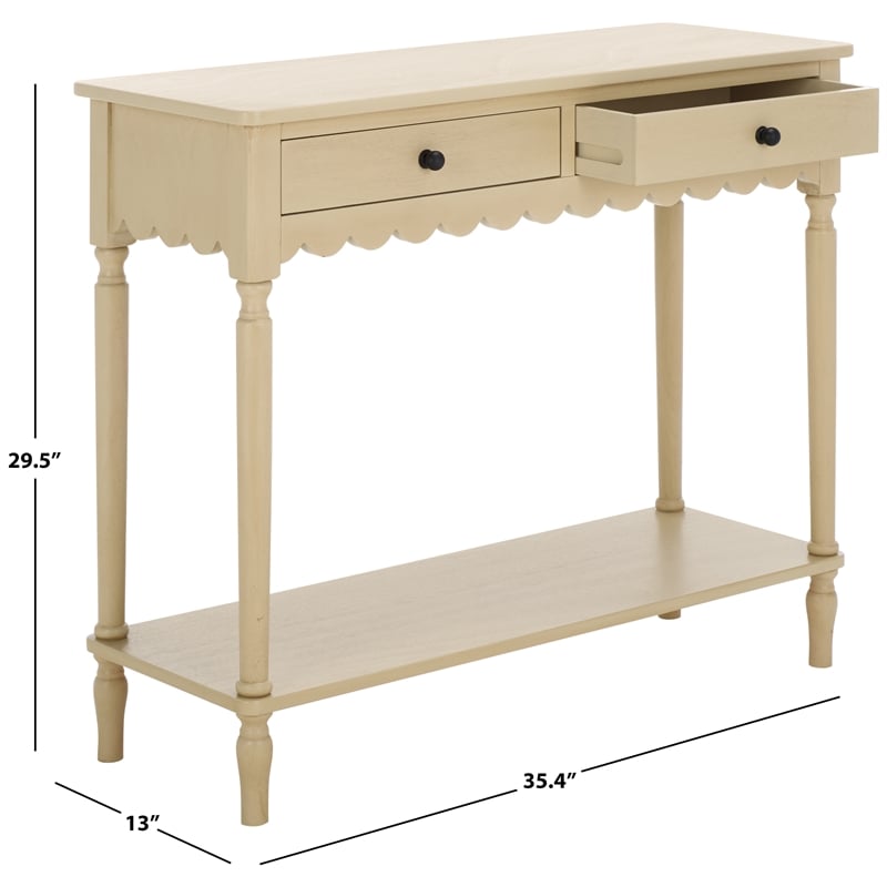 Pemberly Row Contemporary Wood 2 Drw Small Console in Natural