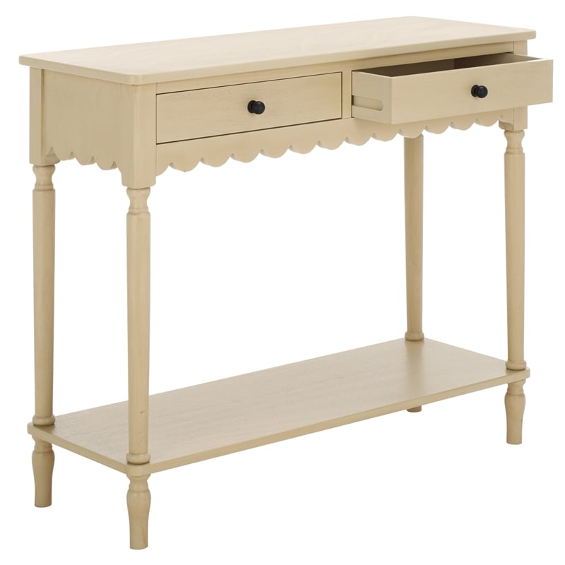 Pemberly Row Contemporary Wood 2 Drw Small Console in Natural