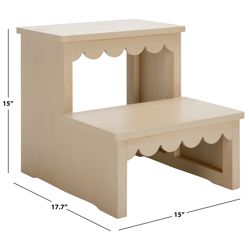 Pemberly Row Contemporary Wood 2 Stair Step Stool in Natural