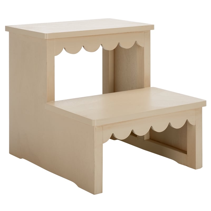 Pemberly Row Contemporary Wood 2 Stair Step Stool in Natural