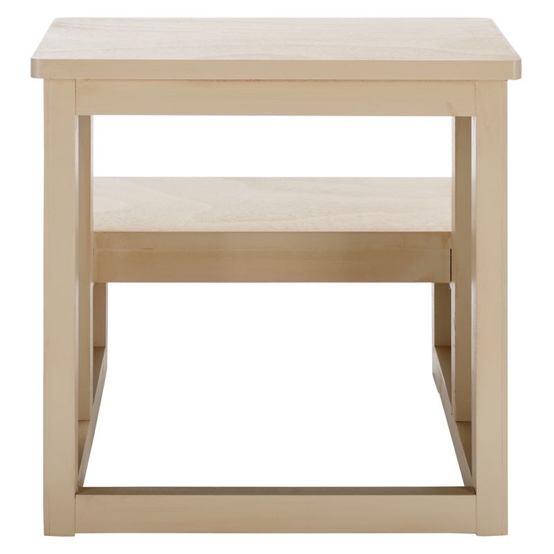 Pemberly Row Contemporary Wood 2 Stair Step Stool in Natural