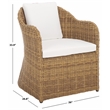 Pemberly Row Wood and Aluminum Wicker Outdoor Dining Chair in Natural/White