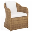 Pemberly Row Wood and Aluminum Wicker Outdoor Dining Chair in Natural/White