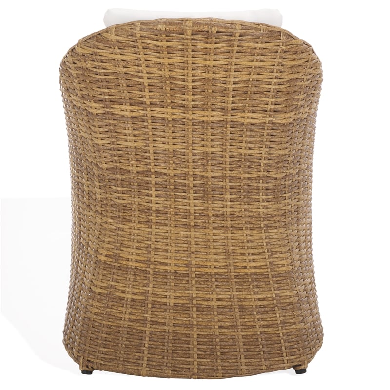 Pemberly Row Wood and Aluminum Wicker Outdoor Dining Chair in Natural/White