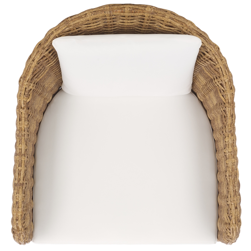 Pemberly Row Wood and Aluminum Wicker Outdoor Dining Chair in Natural/White