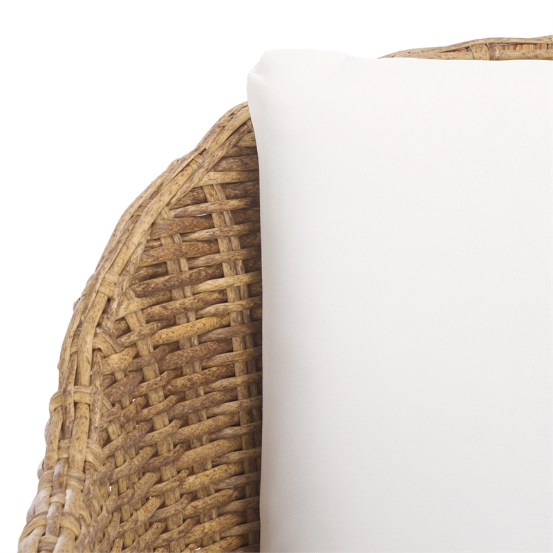 Pemberly Row Wood and Aluminum Wicker Outdoor Dining Chair in Natural/White