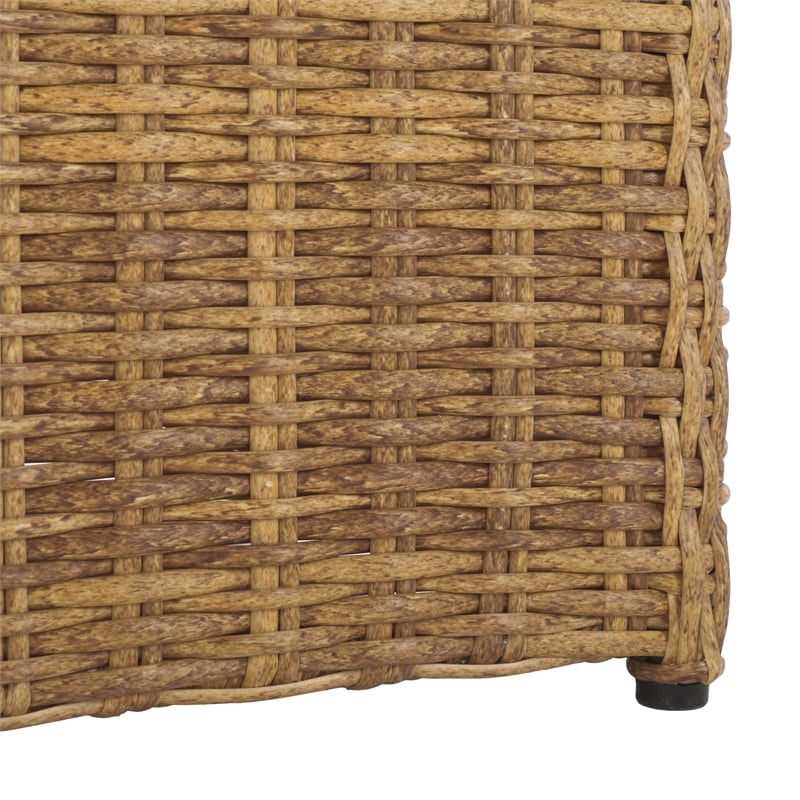 Pemberly Row Wood and Aluminum Wicker Outdoor Dining Chair in Natural/White