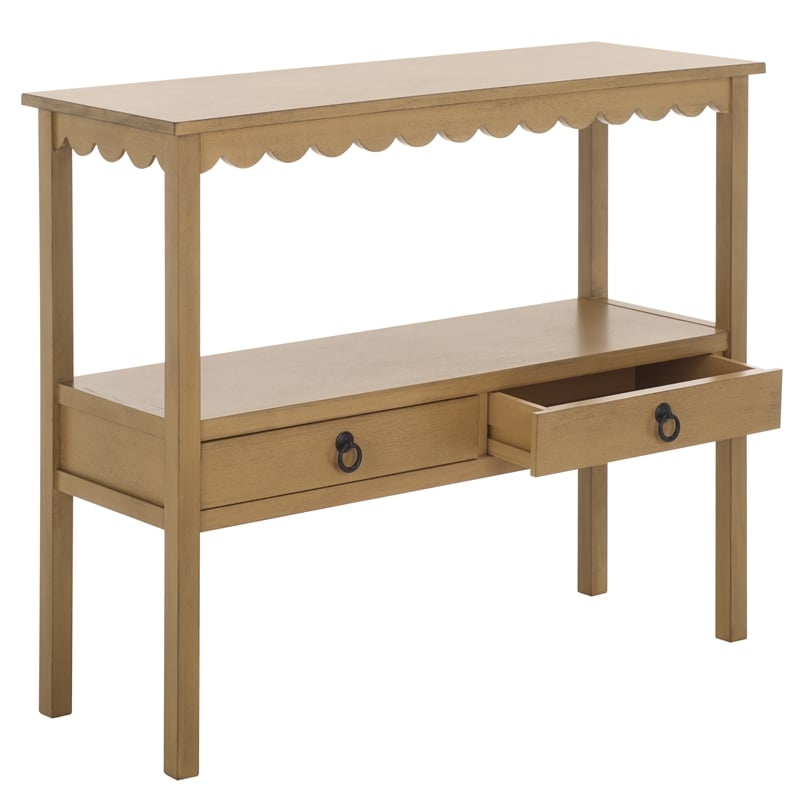 Pemberly Row Modern / Contemporary Wood Lower 2 Drw Console in Brown