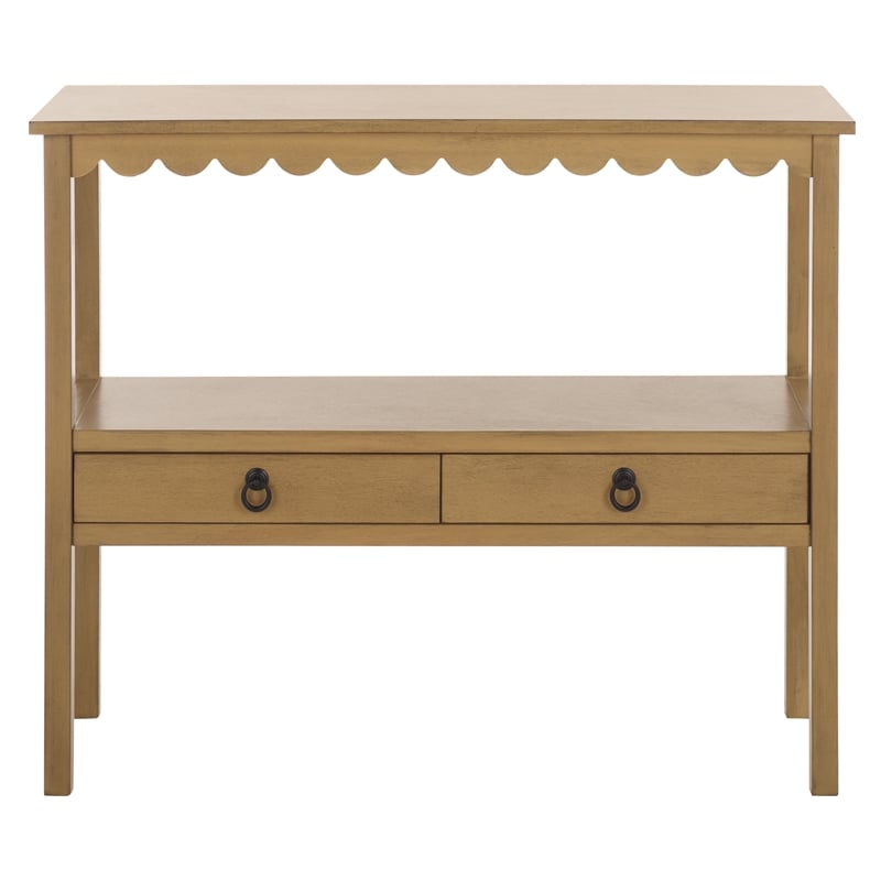 Pemberly Row Modern / Contemporary Wood Lower 2 Drw Console in Brown
